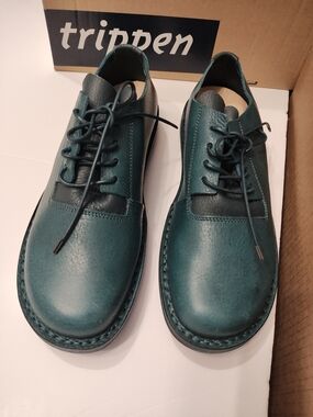 Trippen Teal Leather Derby Shoes 8US Men
